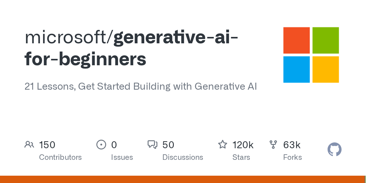 Generative AI for Beginners（微软生成式 AI 入门课）